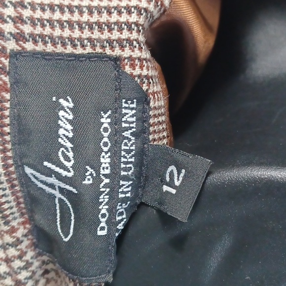 Alanni by Donny Brook Wool Blazer/Jacket, white/brown/black, sz 12, zip - Picture 9 of 9